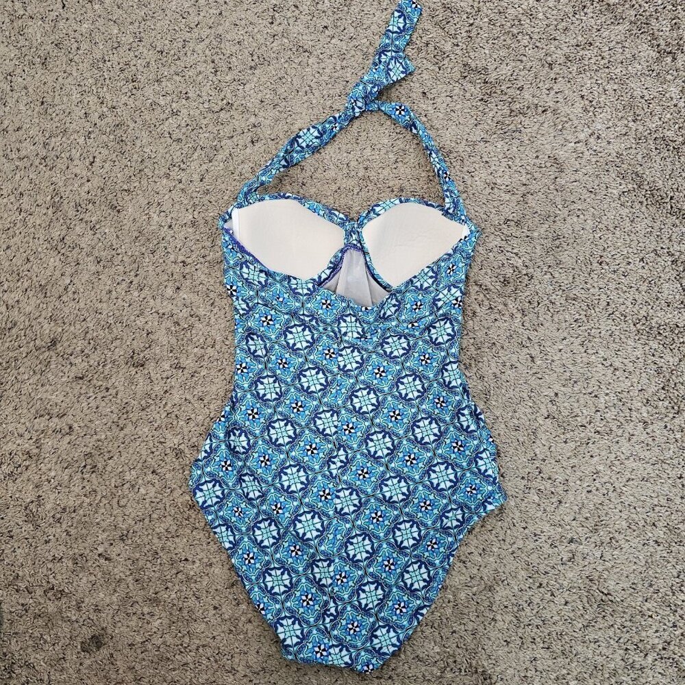Spanx Love Your Assets Medallion Geo Turquoise Slimming One Piece Swimsuit L - Picture 7 of 12